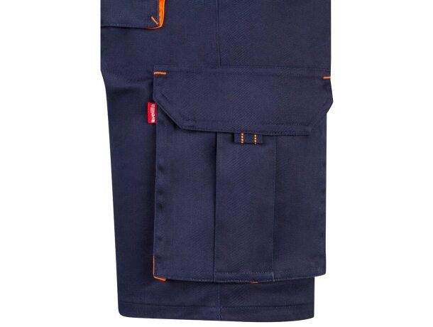 Bermudas Hemera bicolor multibolsillos con cinturilla elástica Azul marino/Naranja detalle 11