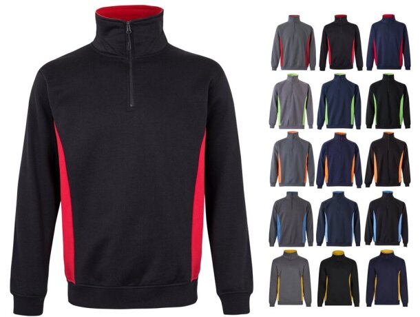 Sudadera de rizo bicolor Svarog cuello alto media cremallera detalle 1