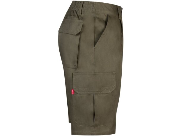 Bermudas Chione multibolsillos en sarga con cinturilla elástica Verde militar detalle 9