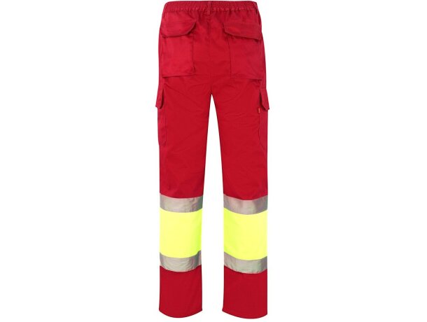 Pantalón de sarga bicolor VL Athena con bandas reflectantes Rojo/Amarillo detalle 38