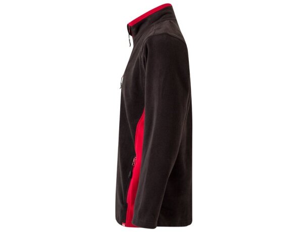 Chaqueta polar bicolor Geras con cinco bolsillos y cremallera Negro/Rojo detalle 19
