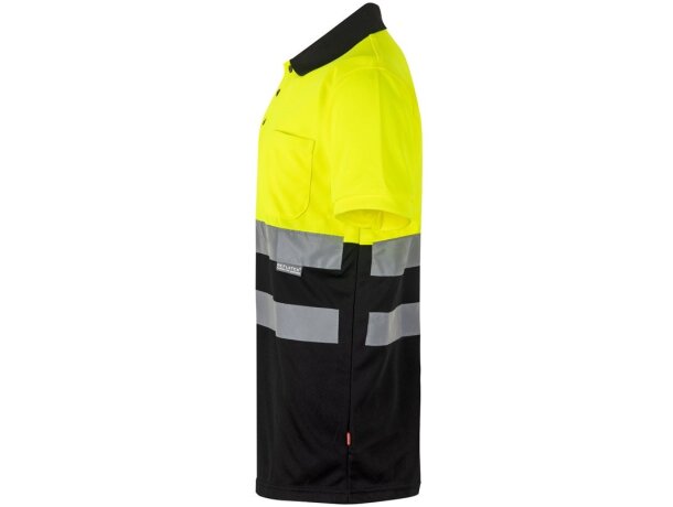 Polo bicolor alta visibilidad Cupid manga corta reflectante Negro/Amarillo detalle 44
