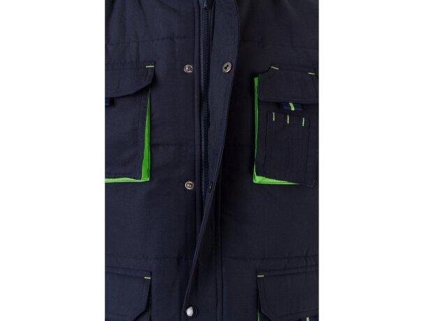 Chaleco acolchado bicolor multibolsillos unisex VL Nergal Azul marino/Verde detalle 24