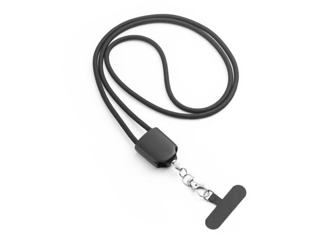 Cordón cargador Zewail con soporte para smartphone y mosquetón Negro detalle 7