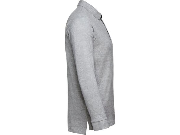 Polo Bern de manga larga en algodón 210 g/m² para hombre Gris claro matizado detalle 6