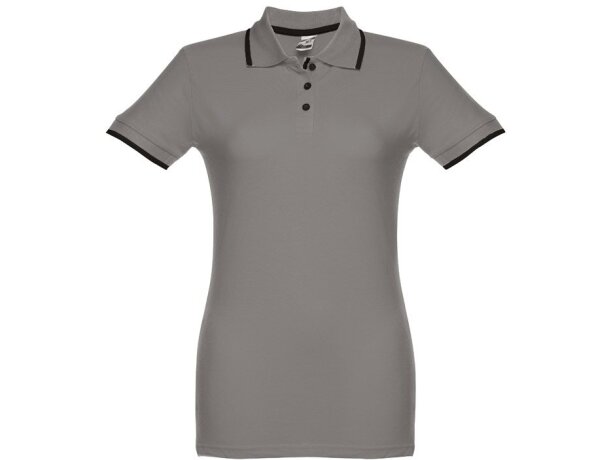 Polo slim fit Rome women bicolor algodón 210 g/m² manga corta Gris detalle 11