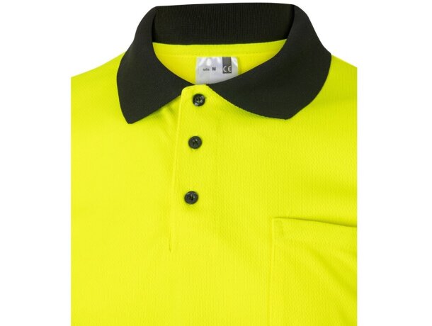 Polo alta visibilidad Cupid Large bicolor manga corta 4XL 5XL Negro/Amarillo detalle 44