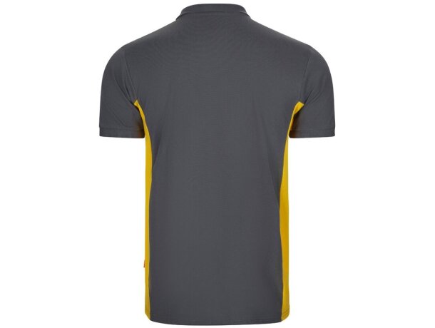 Polo piqué bicolor Supay manga corta con cuello en canalé Gris/Amarillo detalle 26