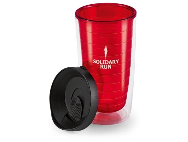 Vaso de plástico con tapa de rosca rojo