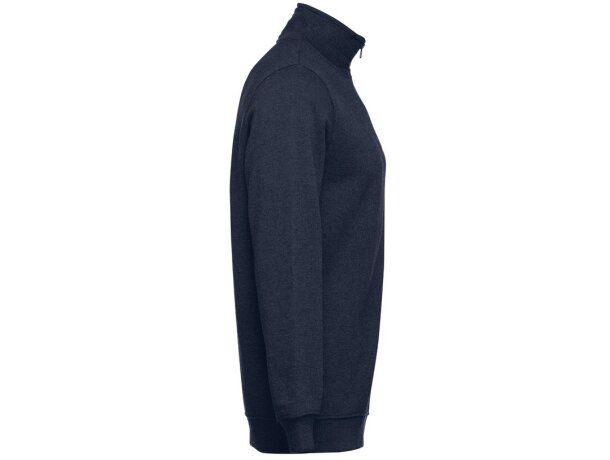 Sudadera Budapest unisex con cremallera y cinturilla canalé Azul marino detalle 13