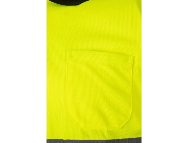 Polo bicolor alta visibilidad Cupid manga corta reflectante Negro/Amarillo detalle 47