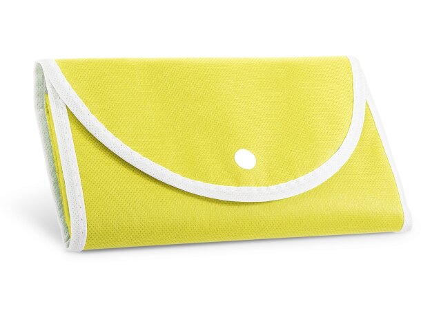 Bolsa plegable con ribete blanco personalizada amarillo