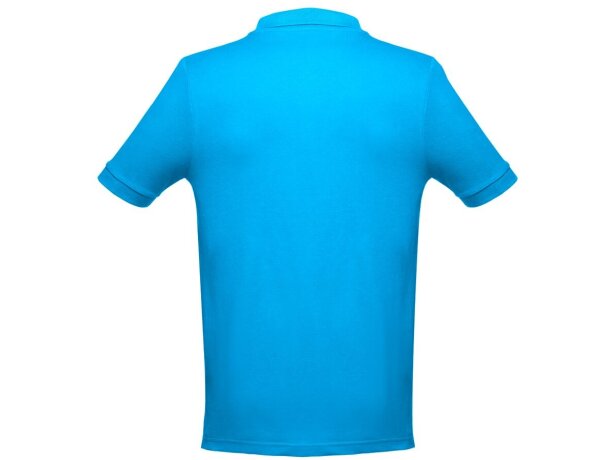 Polo Adam de algodón piqué cardado con cuello canalé Azul aqua detalle 21