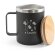 Taza lauda de acero inoxidable reciclado con tapa de bambú 420ml Negro detalle 8