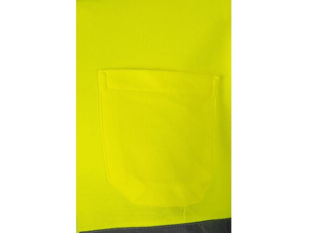 Polo Pluto alta visibilidad manga larga tallas grandes Verde/Amarillo detalle 10