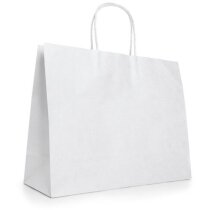 Bolsa Kelly de papel blanca con asa retorcida 40x34x11 cm personalizado