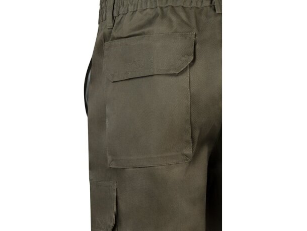 Bermudas Chione multibolsillos en sarga con cinturilla elástica Verde militar detalle 11