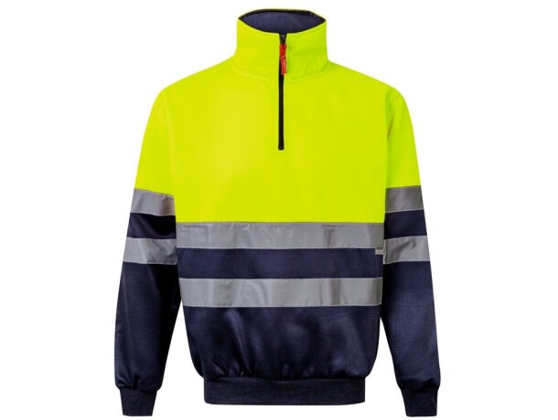 Sudadera bicolor alta visibilidad VL Thor poliéster 300 g/m² Azul marino/Amarillo detalle 13