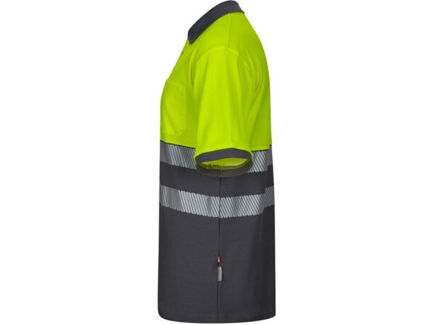 Polo piqué bicolor alta visibilidad vl achelous manga corta Gris/Amarillo detalle 10