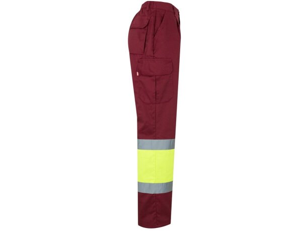 Pantalón de sarga bicolor VL Athena con bandas reflectantes Burdeos/Amarillo detalle 4