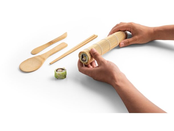 Set de hacer sushi con logotipo de bambú Hi!dea Morimoto Natural detalle 7