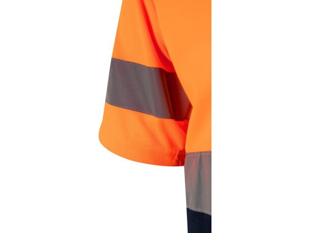 Camiseta técnica bicolor Brahma alta visibilidad EN20471 Azul marino/Naranja detalle 5