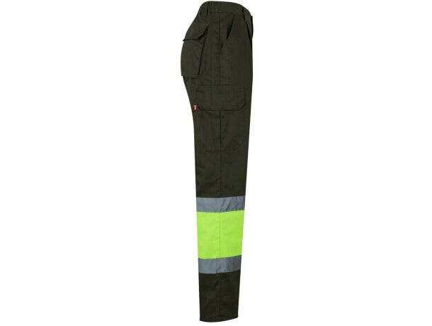 Pantalón multibolsillos bicolor poseidon con reflectantes Verde militar/Amarillo detalle 9