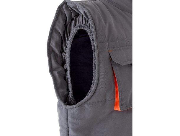 Chaleco acolchado bicolor multibolsillos unisex VL Nergal Gris/Naranja detalle 50