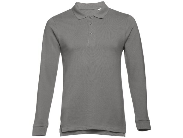 Polo manga larga Bern II de algodón con cuello canalé Gris detalle 5