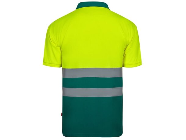 Polo fortuna alta visibilidad con bandas reflectantes Verde/Amarillo detalle 4