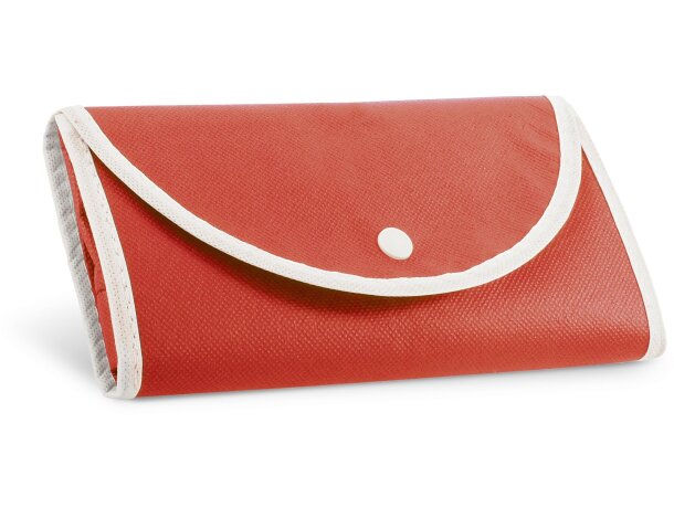Bolsa plegable con ribete blanco personalizada roja