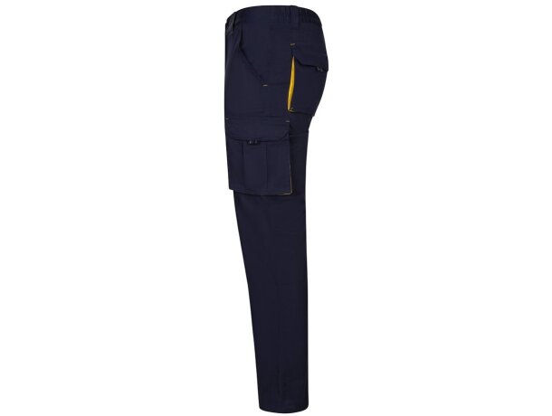 Pantalón elástico bicolor fides con seis bolsillos funcionales Azul marino/Amarillo detalle 65