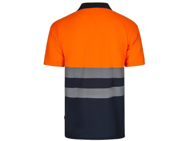 Polo fortuna alta visibilidad con bandas reflectantes Azul marino/Naranja detalle 2
