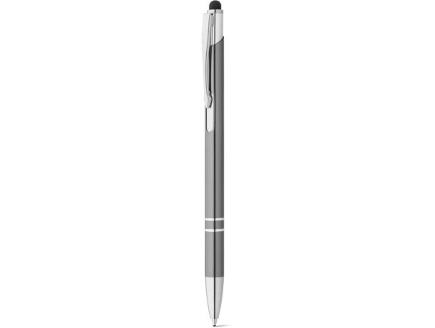 Bolígrafos con puntero táctil económicos en aluminio tinta azul Hi!dea Galba Gun metal detalle 1