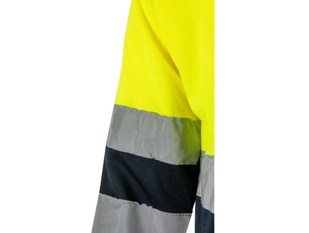 Polo bicolor alta visibilidad VL Vulcan manga larga Azul marino/Amarillo detalle 48