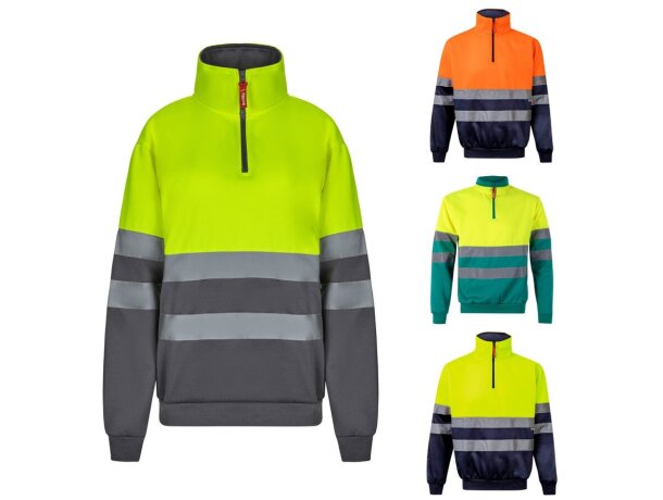 Sudadera bicolor alta visibilidad VL Thor poliéster 300 g/m² detalle 1