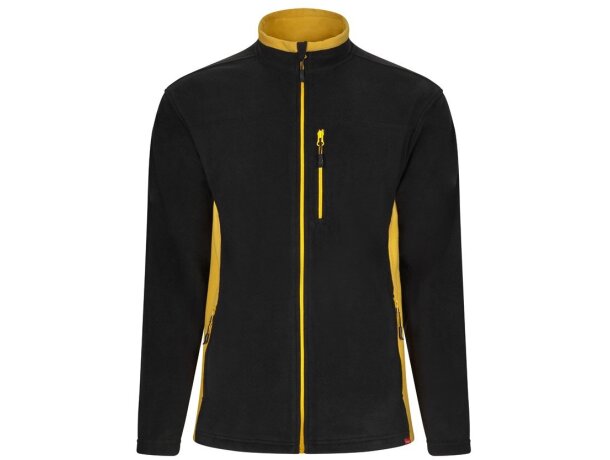 Chaqueta polar bicolor Geras con cinco bolsillos y cremallera Negro/Amarillo detalle 45