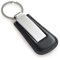 Llavero de metal con borde de polipiel en caja