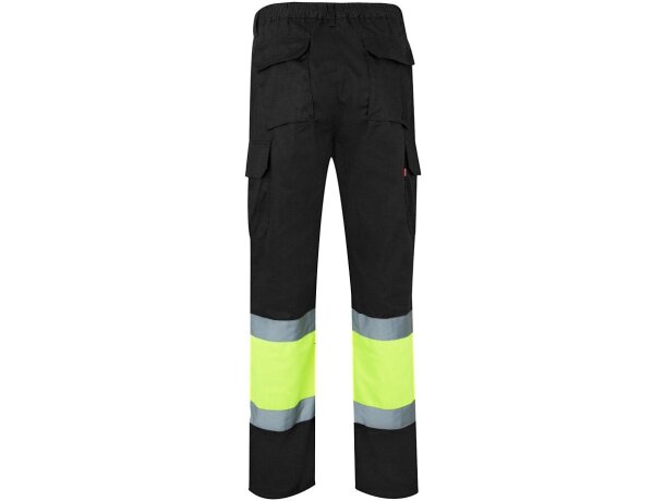 Pantalón de sarga bicolor VL Athena con bandas reflectantes Negro/Amarillo detalle 50