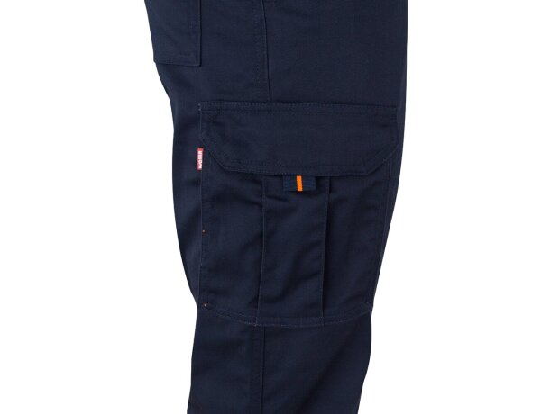 Pantalón elástico multibolsillos bicolor VL Zeus Azul marino/Naranja detalle 6