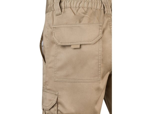 Bermudas elásticas multibolsillos Hebe con cinturilla elástica Natural claro detalle 6