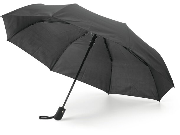 Paraguas plegable con goma personalizado negro Paraguas plegable con goma personalizado negro