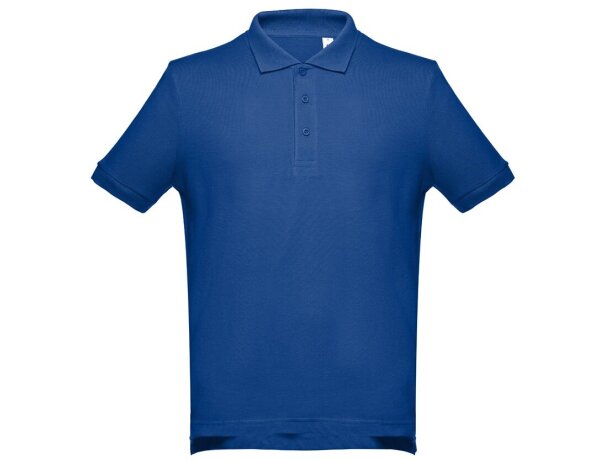 Polo Adam de algodón piqué cardado con cuello canalé Azul royal detalle 55
