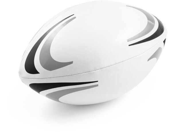 Balón de rugby lomu en pvc talla 4 con detalles en gris y negro detalle 1