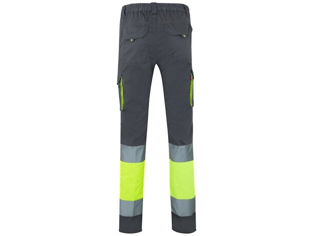 Pantalón elástico multibolsillos Zeus large alta visibilidad Gris/Amarillo detalle 14