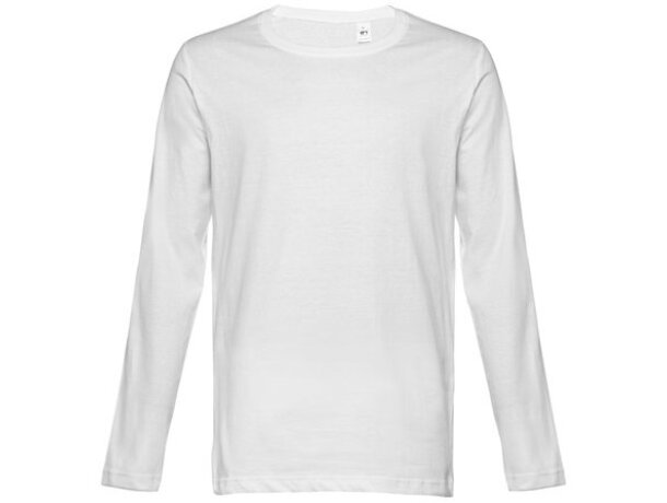 Camiseta THC Bucharest manga larga blanca algodón unisex 150g Blanco detalle 4