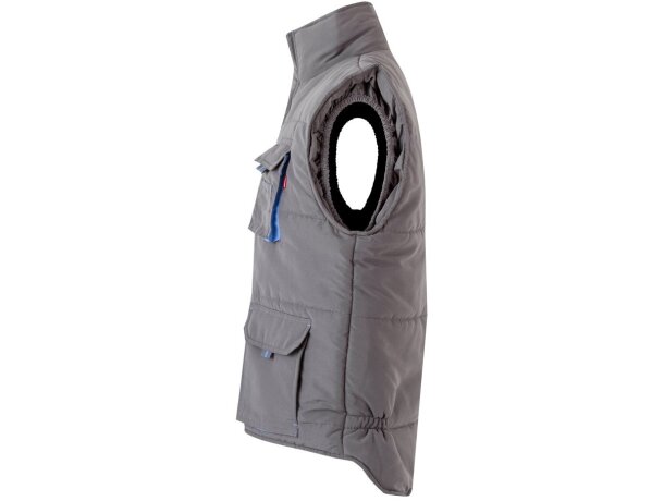Chaleco acolchado bicolor multibolsillos unisex VL Nergal Gris/Azul claro detalle 33