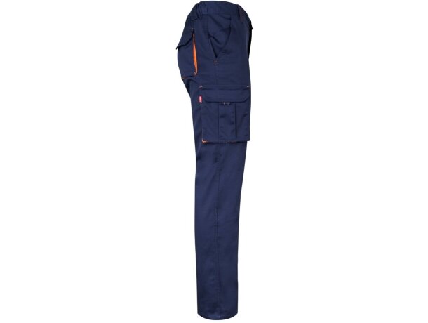 Pantalón elástico bicolor fides con seis bolsillos funcionales Azul marino/Naranja detalle 56
