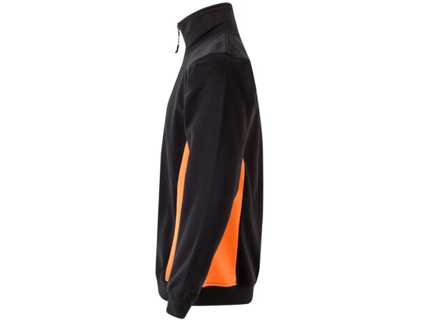 Sudadera de rizo bicolor Svarog cuello alto media cremallera Negro/Naranja detalle 36