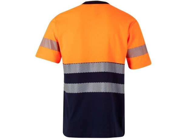 Camiseta de piqué bicolor Bastet de alta visibilidad Azul marino/Naranja detalle 2